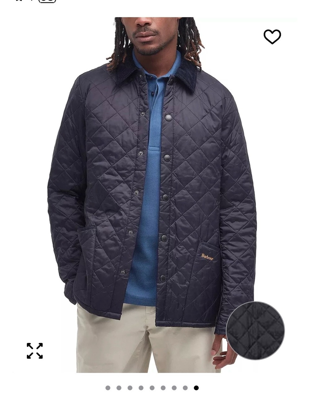 Barbour Quilted Jacket in Navy with Cord Collar